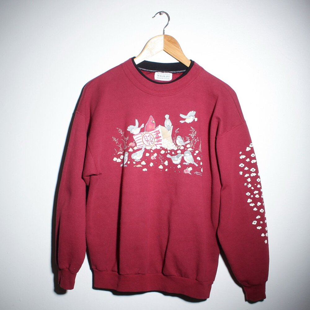 National Wildlife Federation Sweatshirt Women Red Bird Pullover